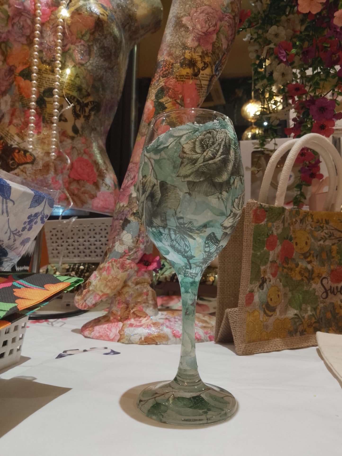 DECOUPAGE WINE GLASS