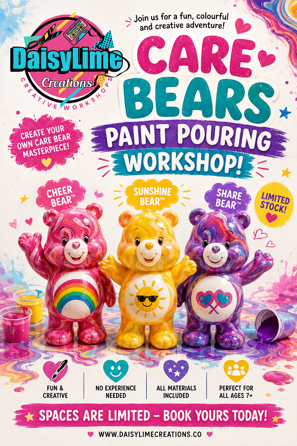 CARE BEARS PAINT POURING FLUID BEAR