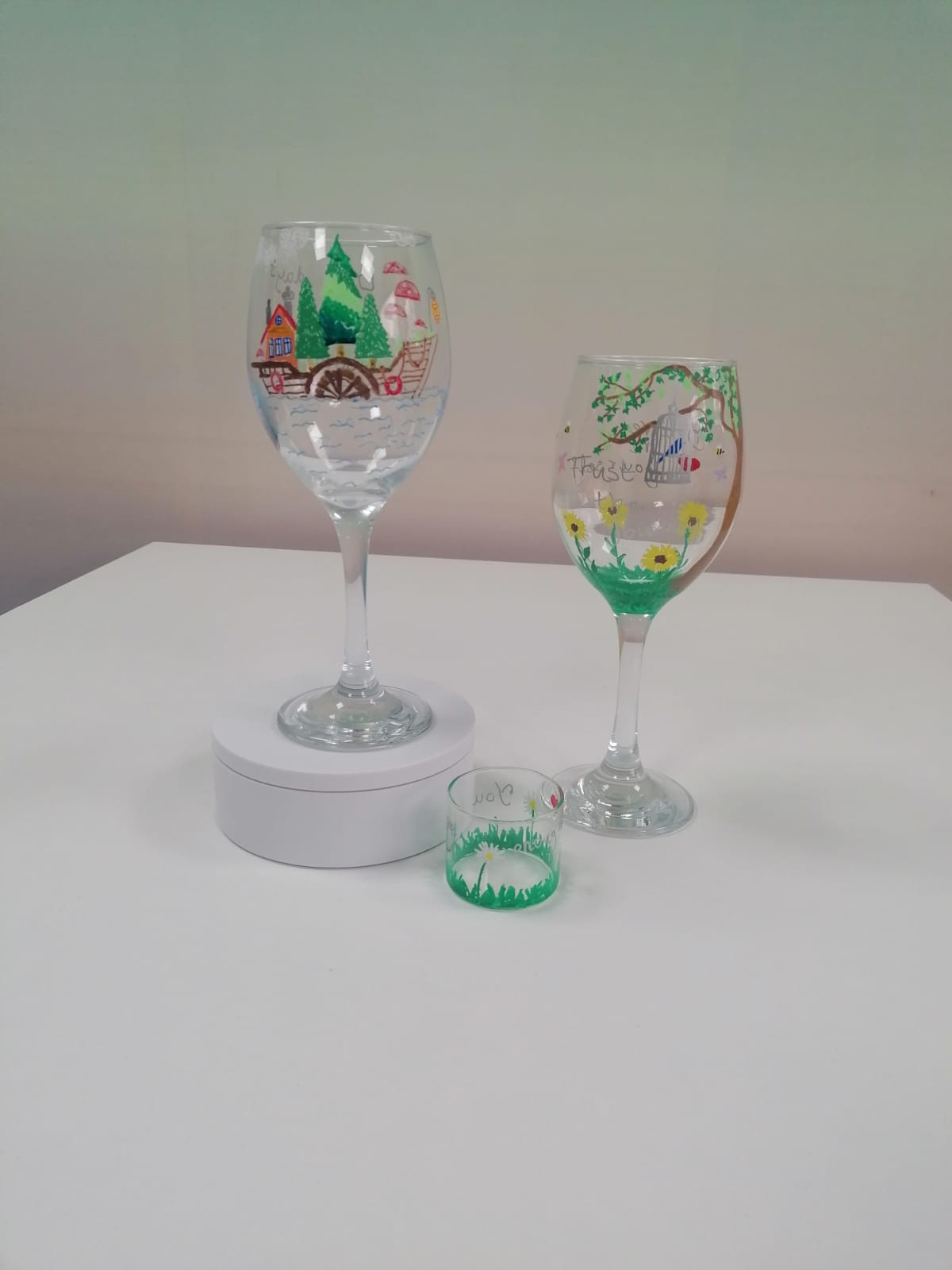 Hand painted wine glasses