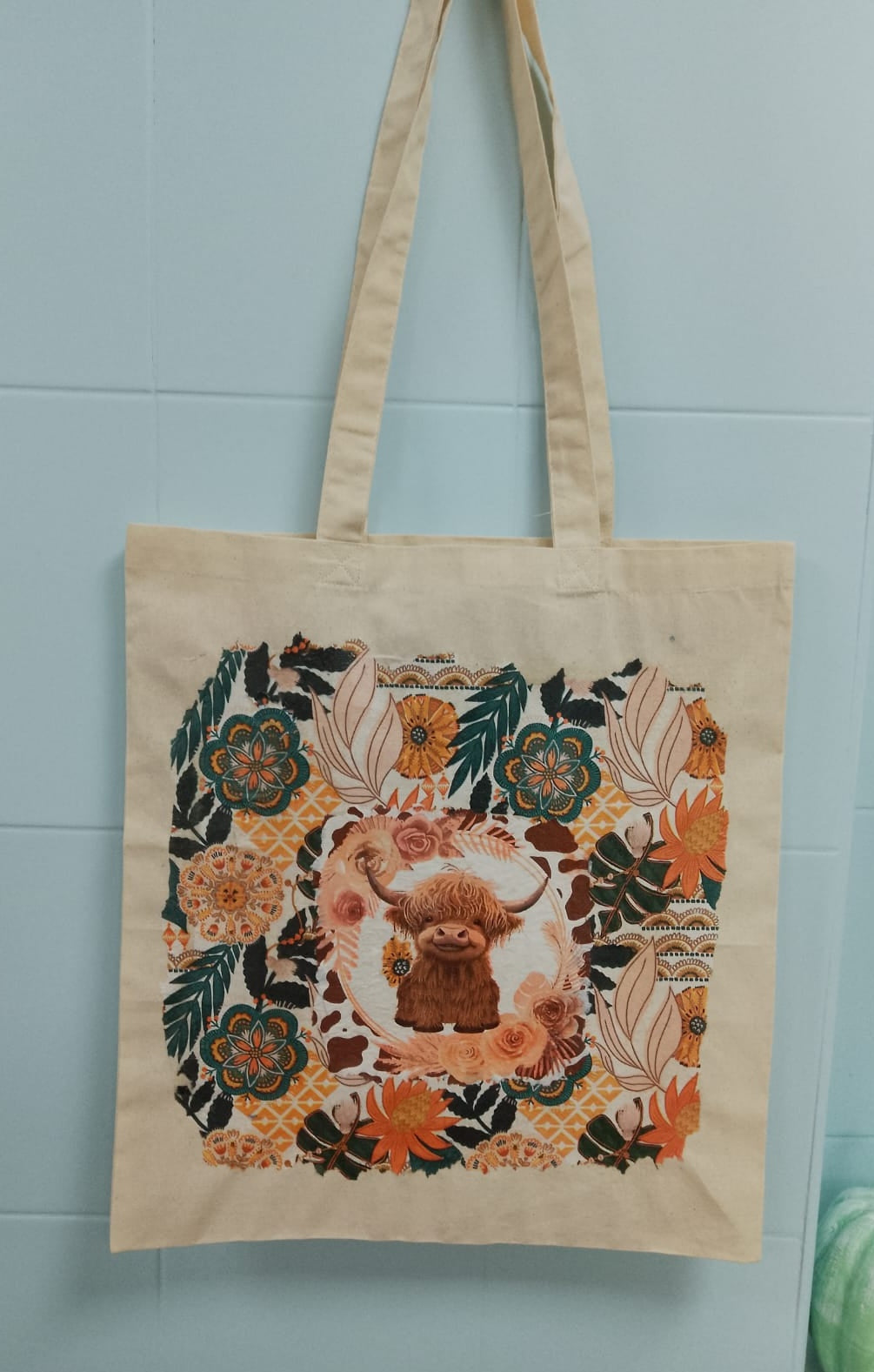 HIGHLAND COW DECOUPAGE SHOPPER