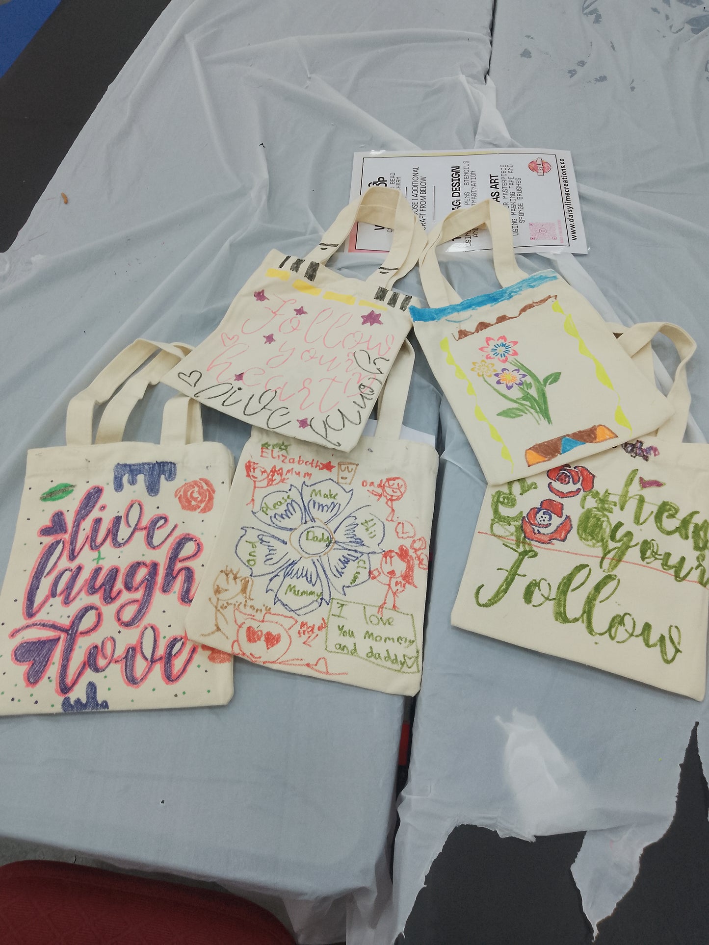 Childrens Tote Bag and Pencil Case Design Painting and Colouring