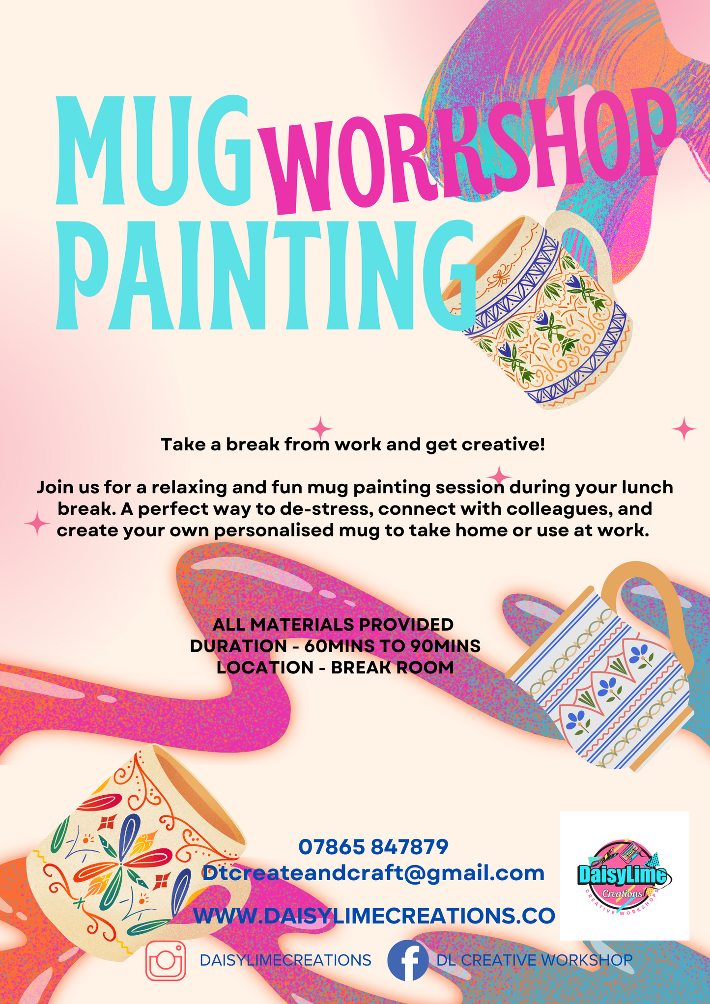 Mug Painting Staff wellbeing team building day Manchester 