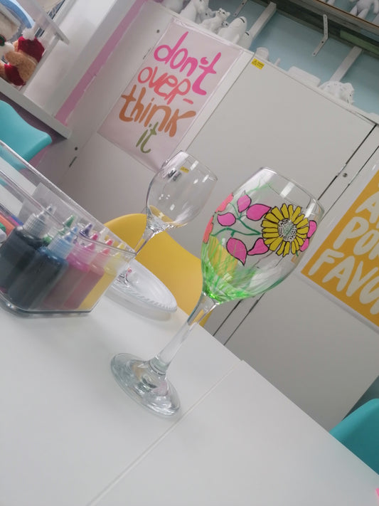 Hand Painted Wine Glass 